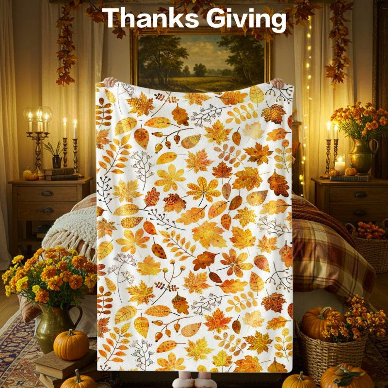 Thanksgiving-Themed Cozy Fleece Blanket