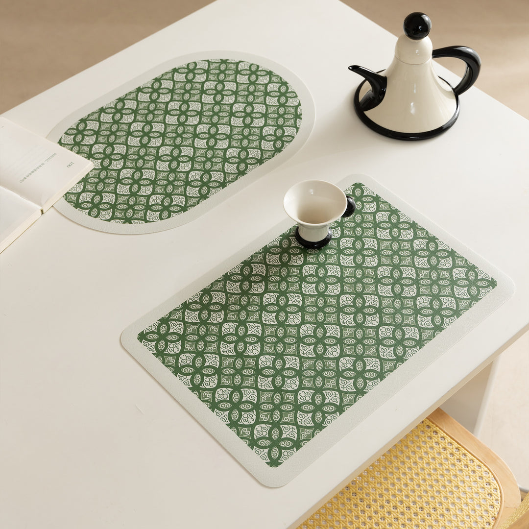 Wipeable retro placemats made of artificial leather with geometric pattern Kalsten