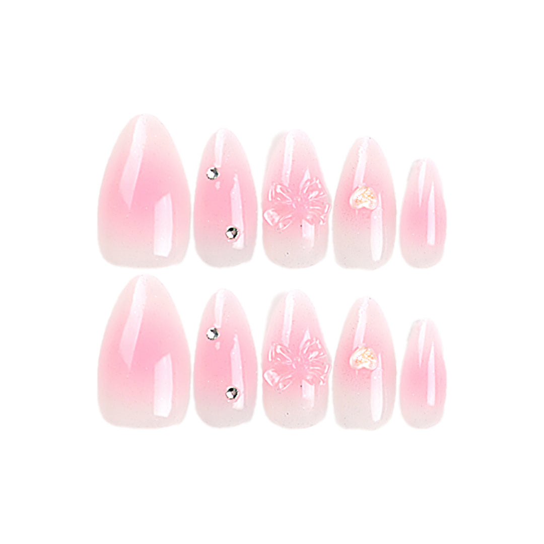 Artistic stiletto nails with floral design and glitter Kalsten