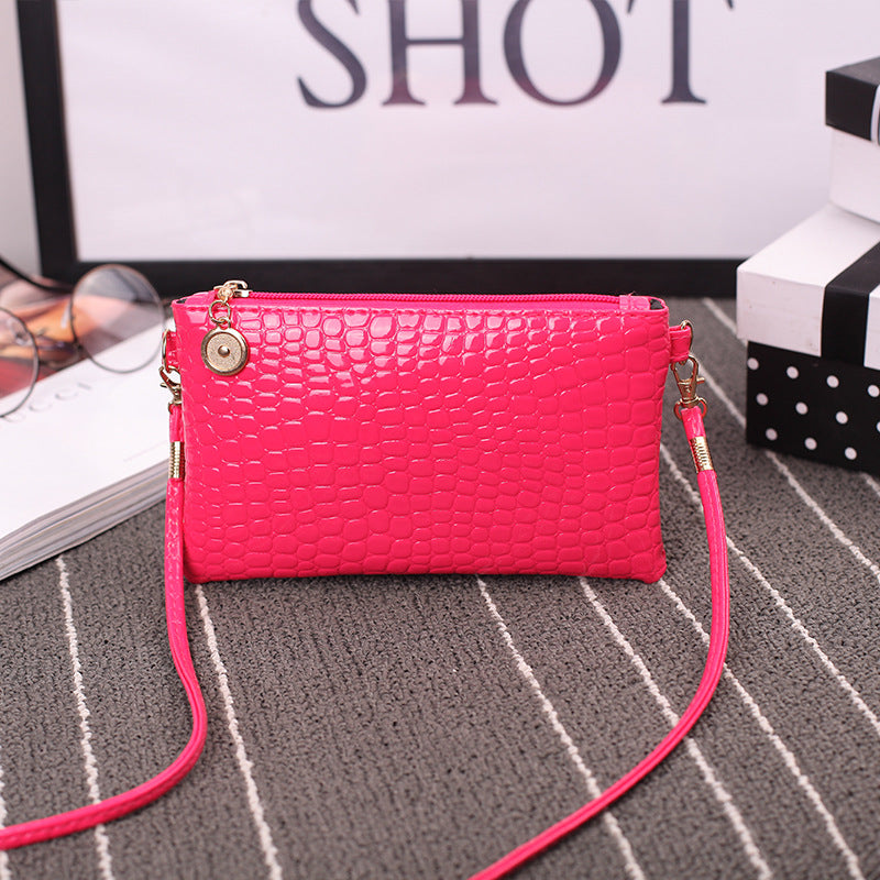 Crocodile Patterned Crossbody Clutch