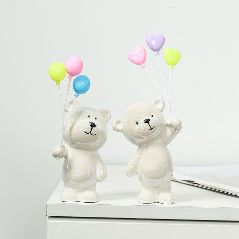 Cute ceramic bear figurine with balloons Kalsten