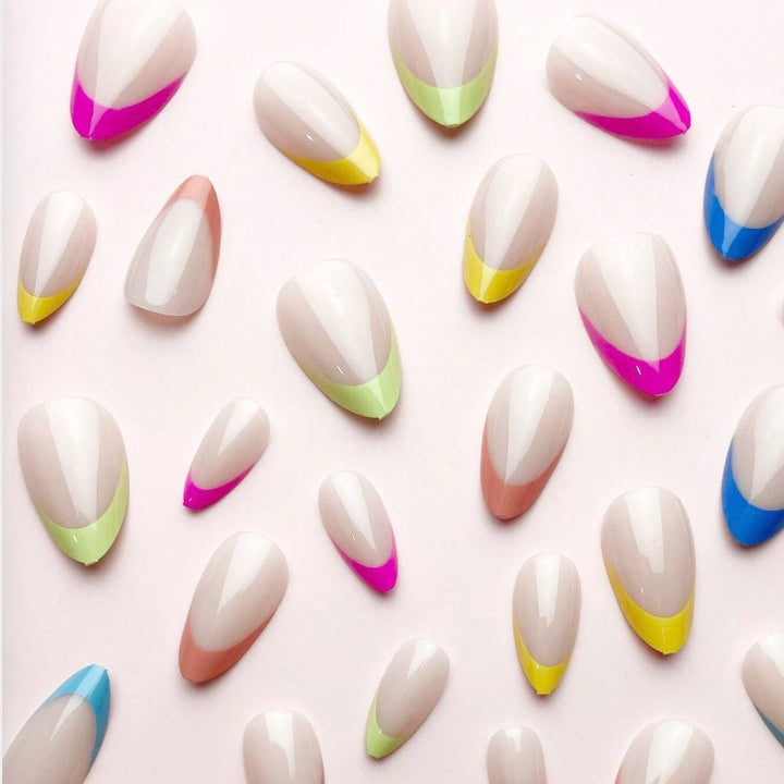 Artificial nail set with colorful French design Kalsten