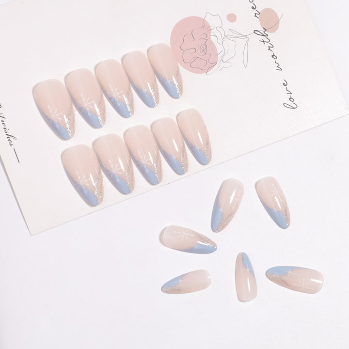 Artistic Press-On Nail Design with Elegant Floral Accents Kalsten
