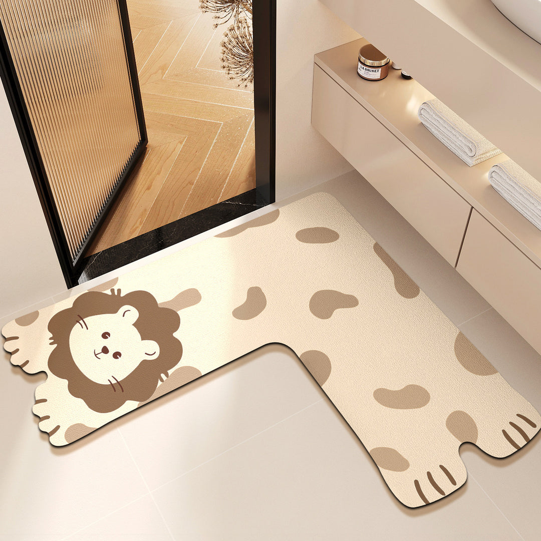 Cartoon-Themed Pet Design Bath Mat