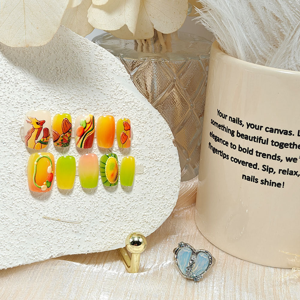 Artificial Nails in Fruity Autumn Design Kalsten