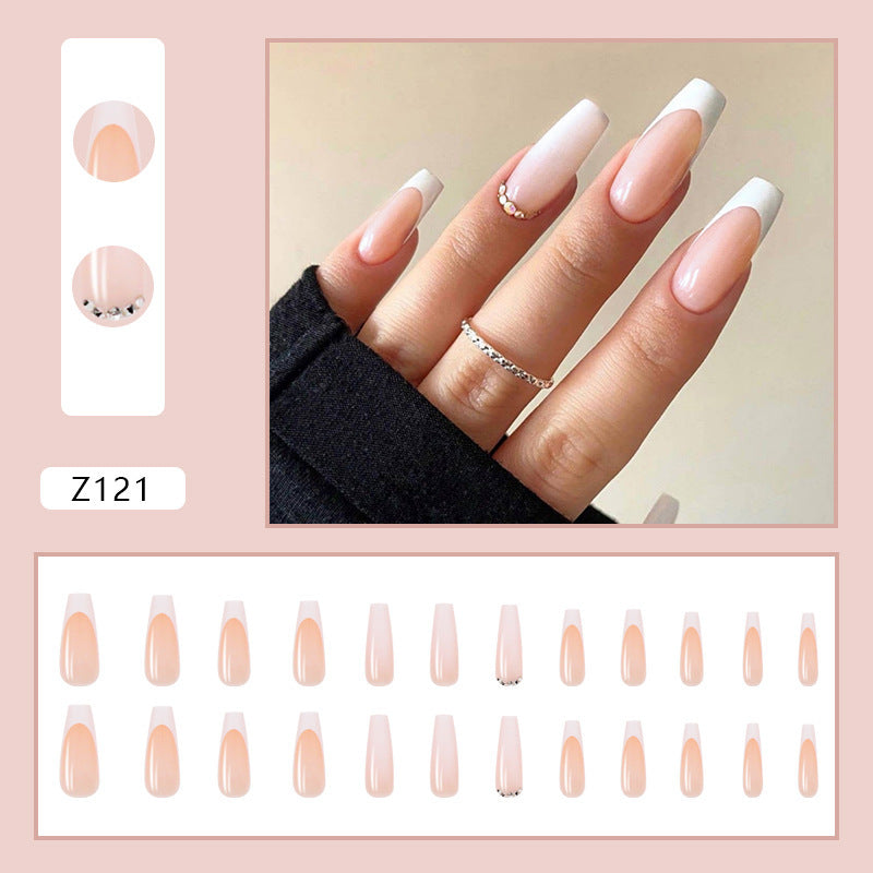 Elegant artificial nail set with high gloss and French tip colors Kalsten