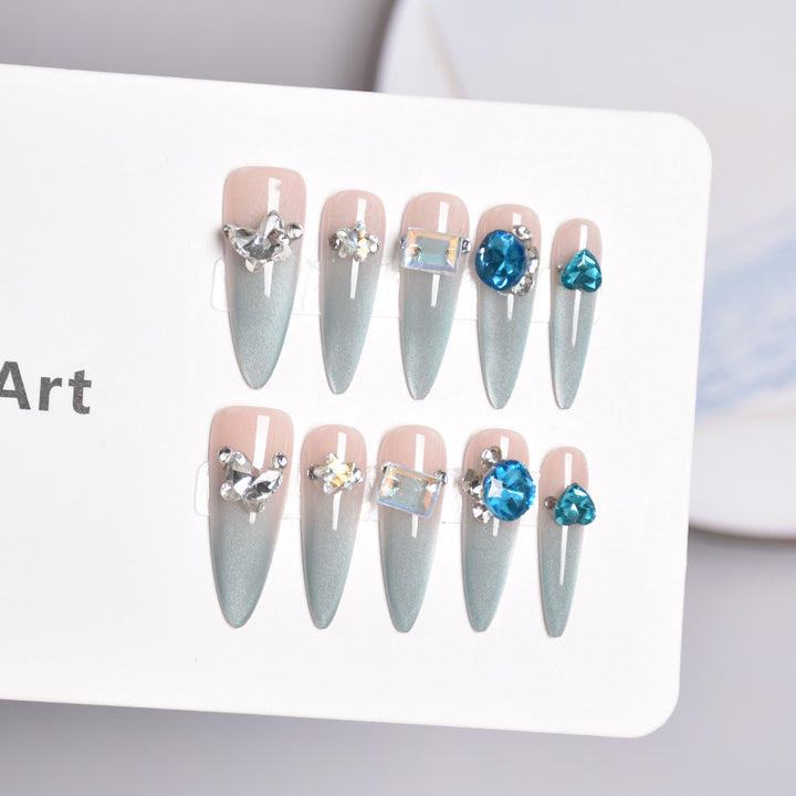 Glamorous Stiletto Nail Extensions with Crystals Kalsten