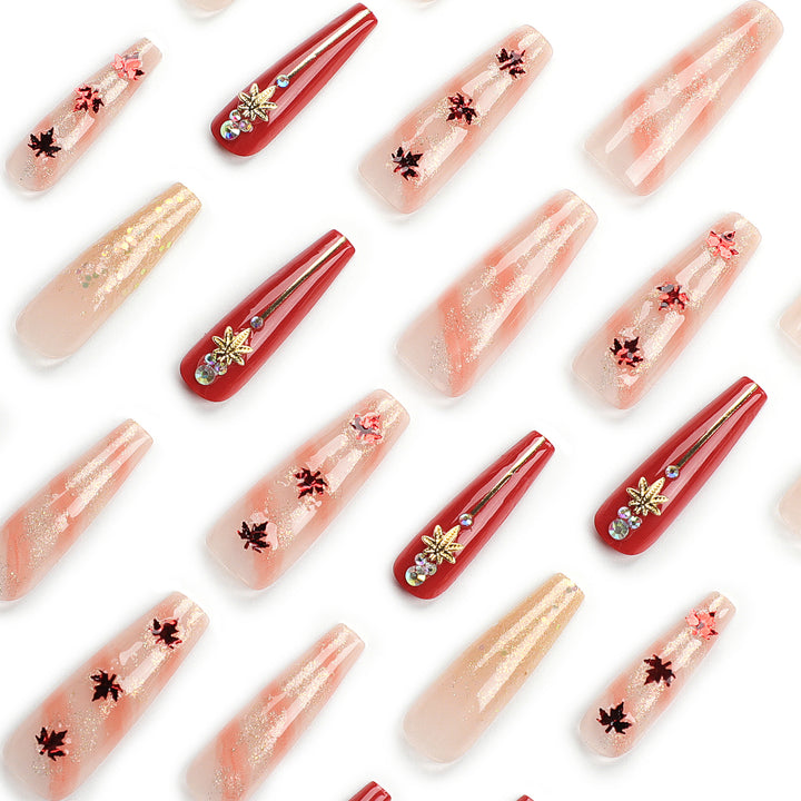 Artistic Nail Extensions with Autumn Motifs Kalsten