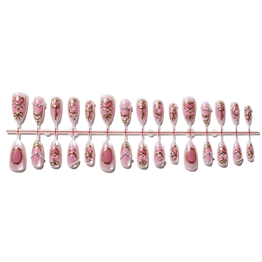 Decorative Press-On Nail Set with Floral Accents Kalsten