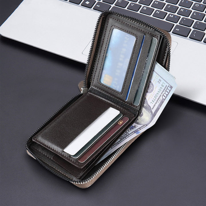 Durable Leather Zipper Wallet