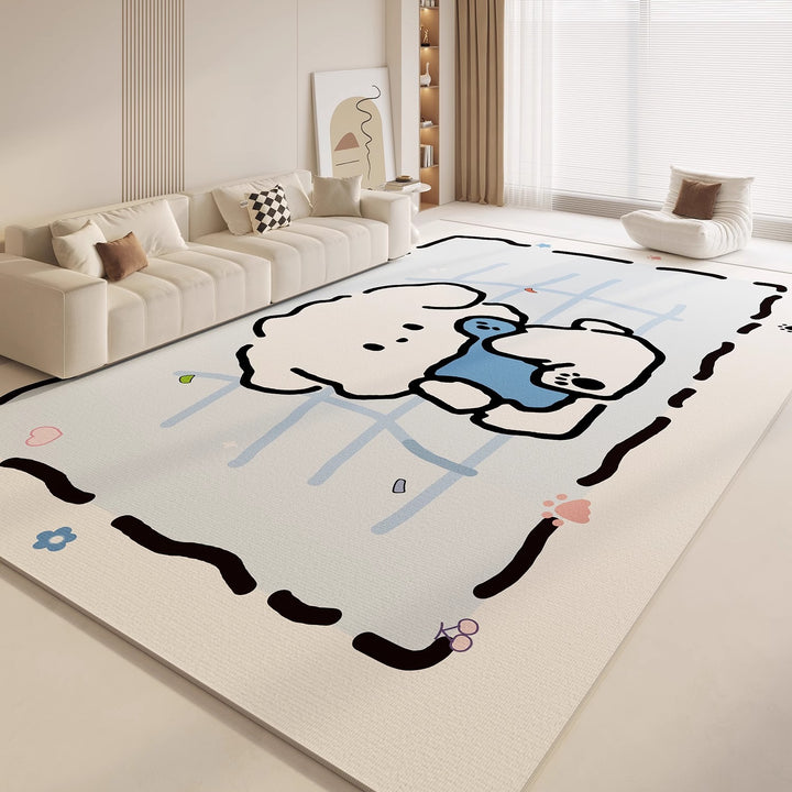 Cartoon-Themed Plush Area Rug for Living Room