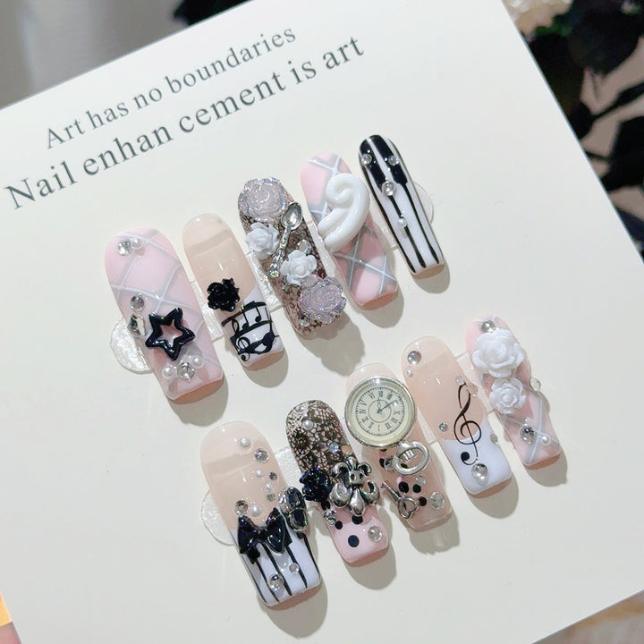 Musical-Themed Press-On Nail Art Set