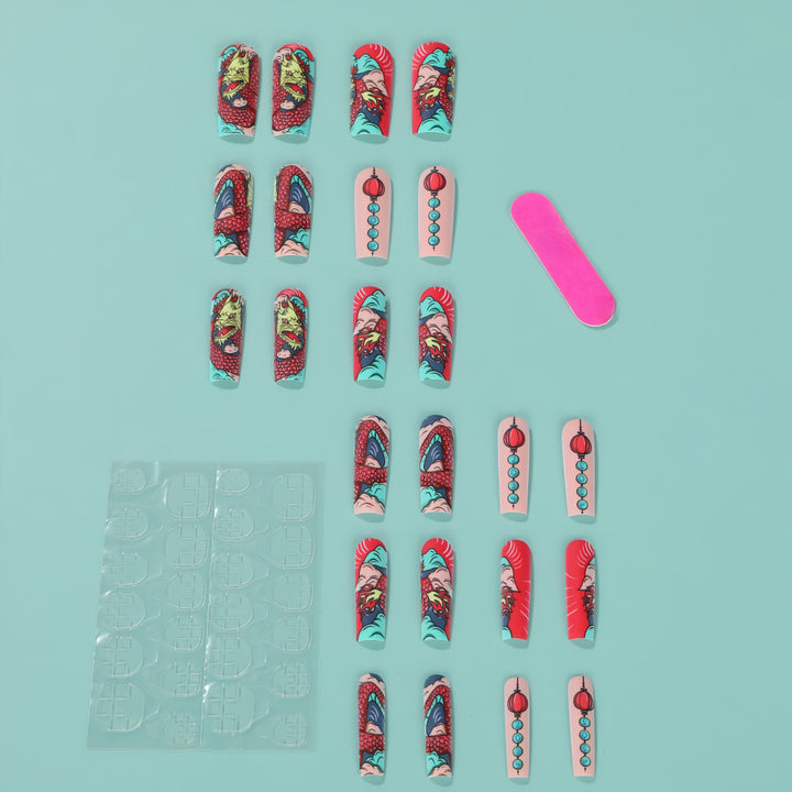 Creative artificial nails in Asian dragon design Kalsten
