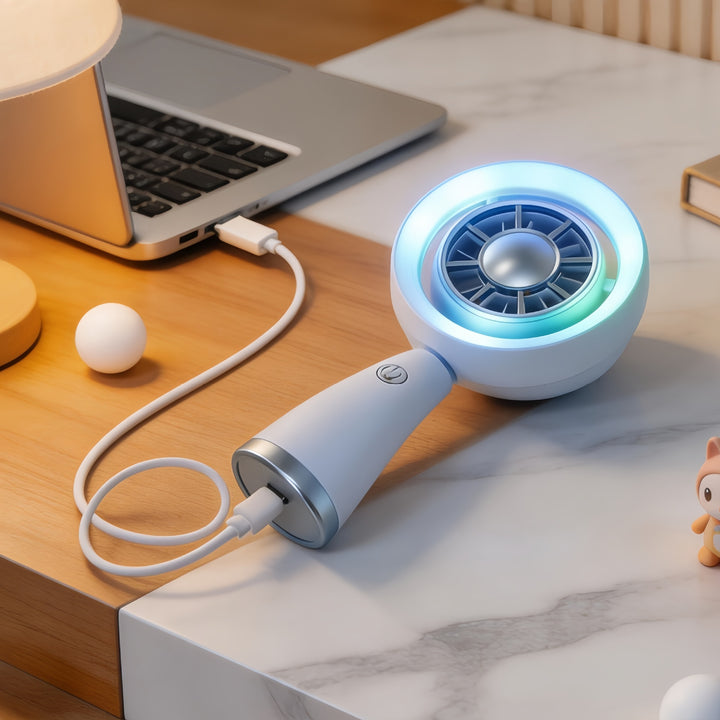 Women's Portable Table Fan with LED Lighting and USB Connection Kalsten