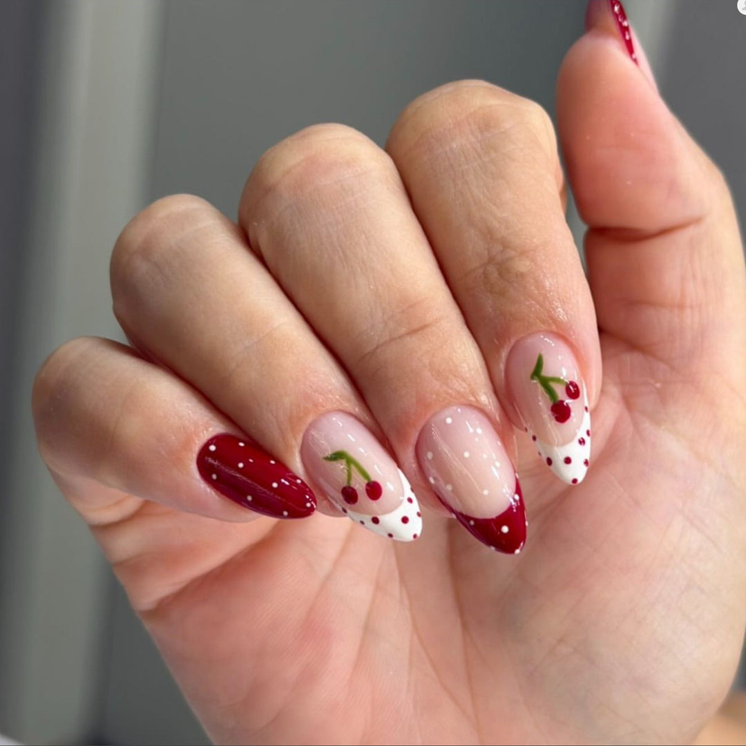 Artful Nail Extensions with Fruity Cherry Design Kalsten