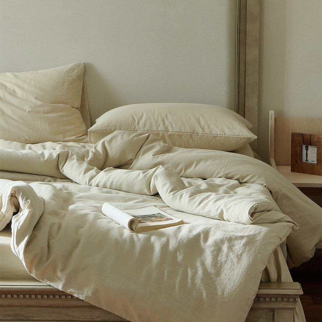 Breathable bedding set made of organic cotton with stonewash look