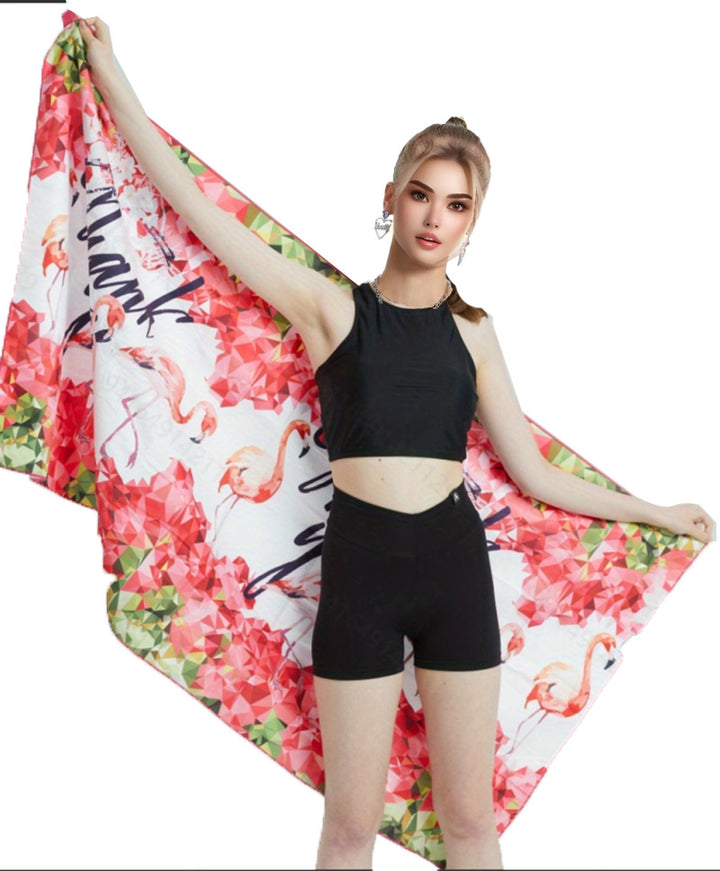Women's beach towel with colorful flamingo pattern Kalsten