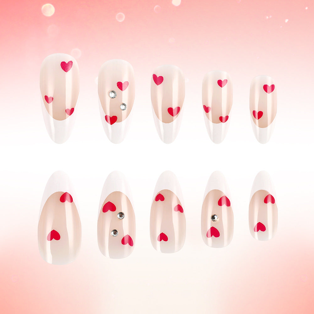 Heart-Embellished Elegant Press-On Nails Kalsten