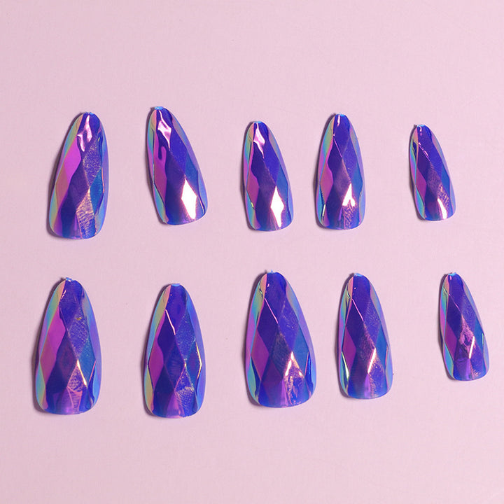 Artistic Press-On Nail Set with Geometric Design Kalsten