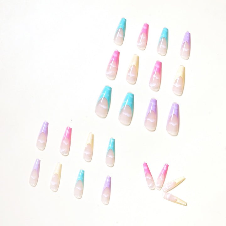 Artistic Acrylic Nails with Cloud Design Kalsten