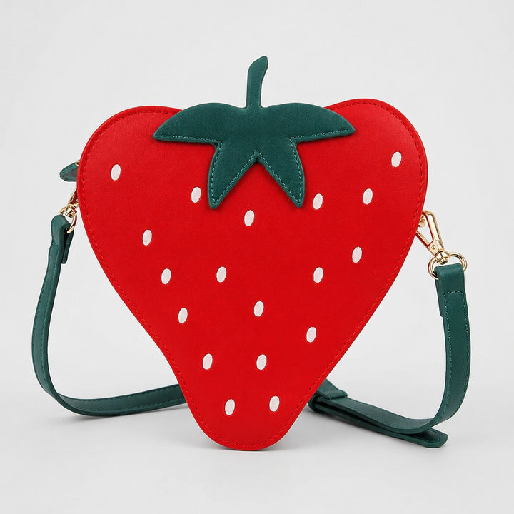 Novelty Strawberry-Shaped Crossbody Bag