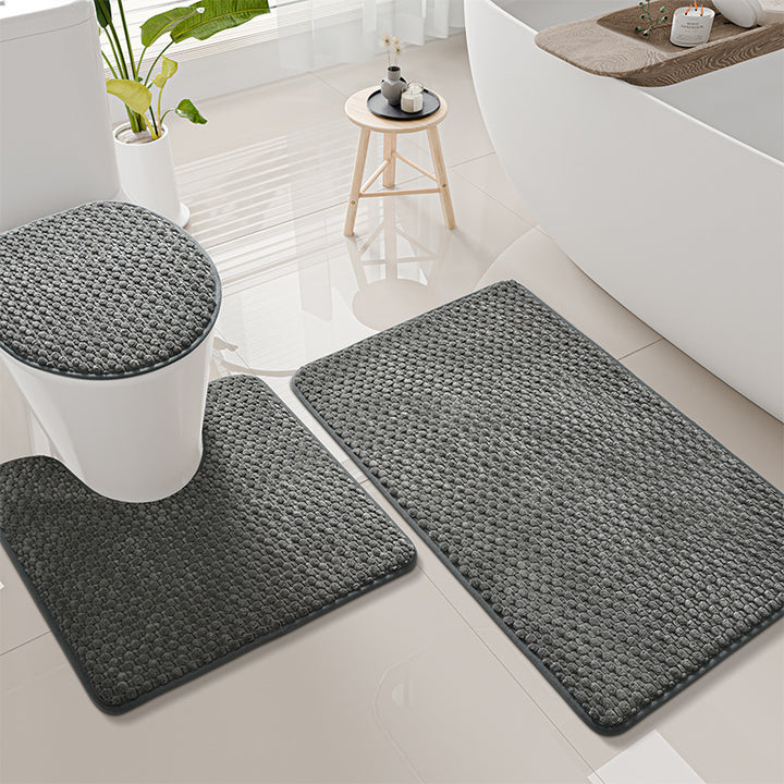 Thick Textured Bathroom Mat Set Kalsten