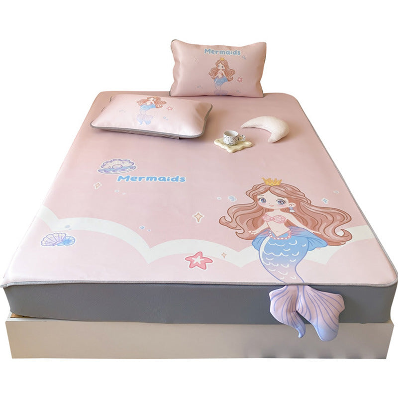 Children's tension cover with anti-slip, cartoon breakfast print, and 3D boot applications