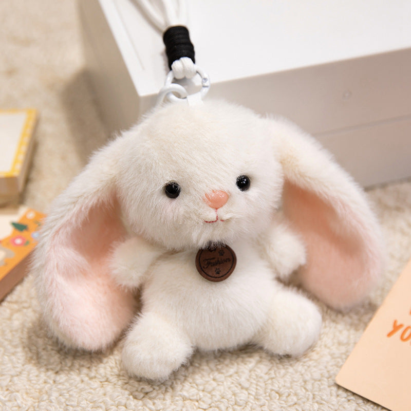 Plush Bunny Bag Charm Keychain with Long Floppy Ears and Clip Kalsten
