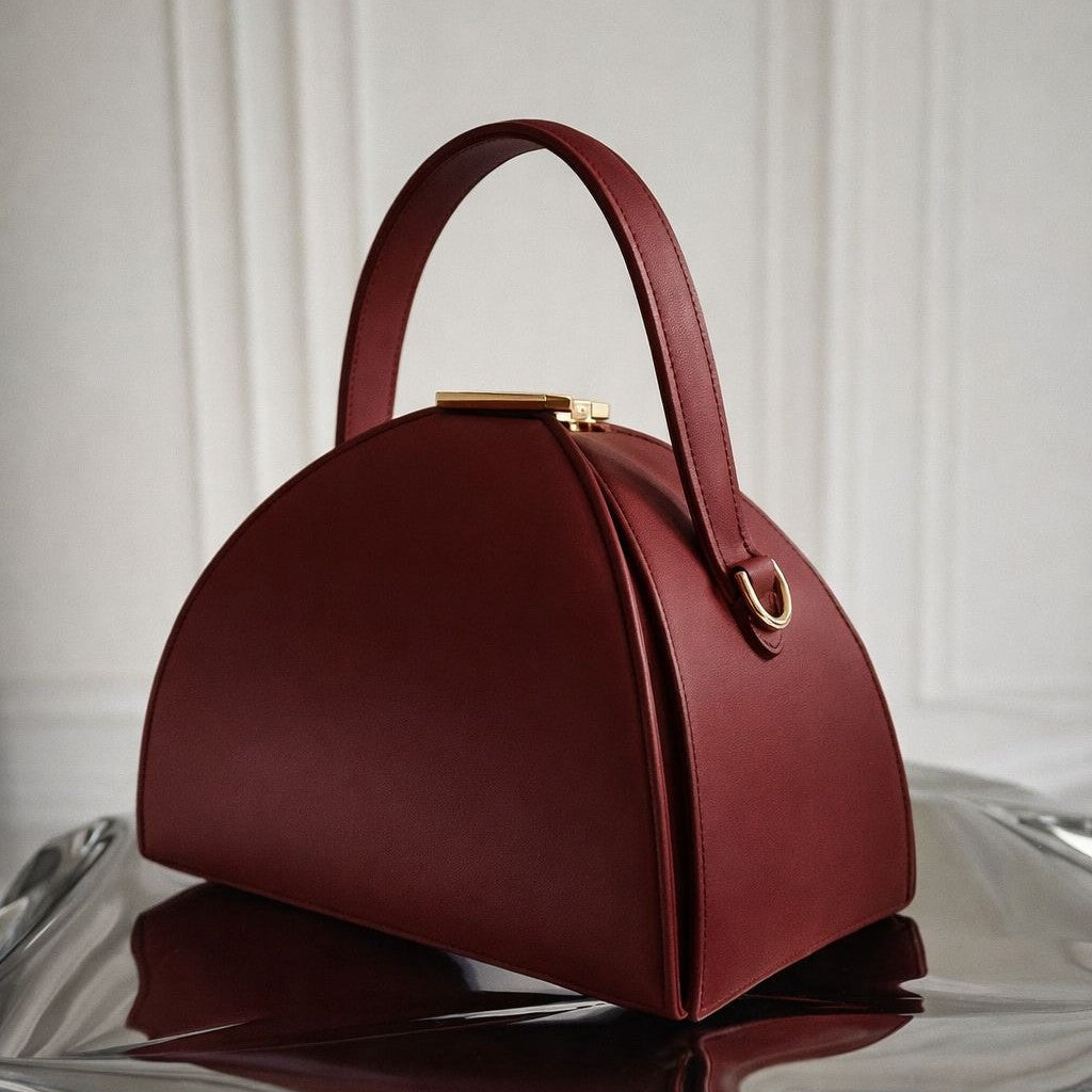 Structured Leather Satchel Bag