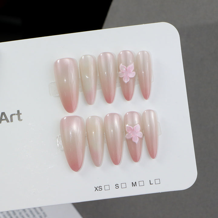 Elegant Press-On Nail Set with Floral Accents Kalsten