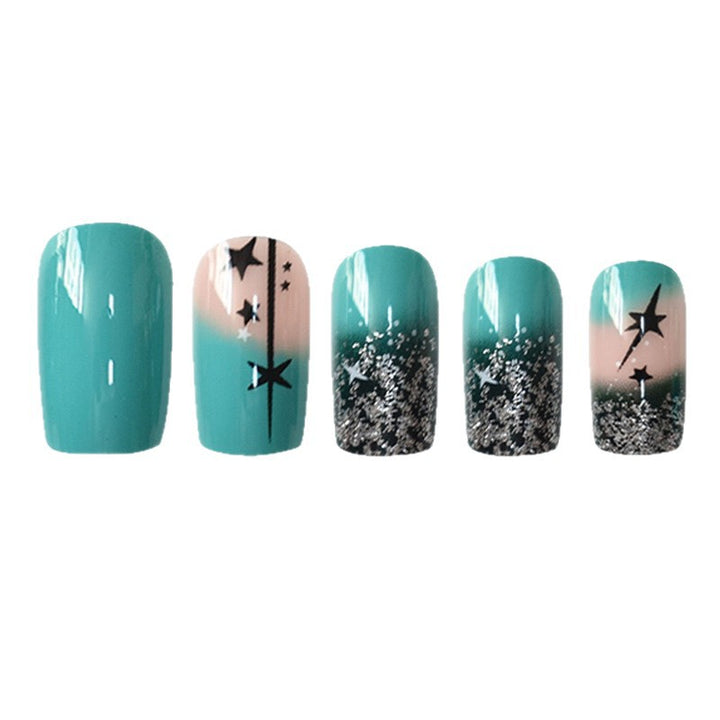 Artistic Gradient Press-On Nail Set with Star Design Kalsten