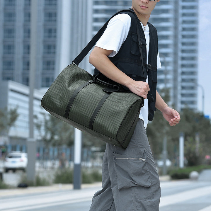Woven Leather Weekend Travel Duffle Bag Kalsten
