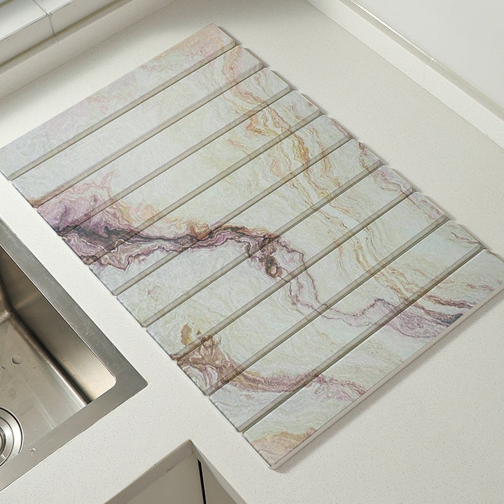 Decorative Marble Striped Kitchen Drying Mat