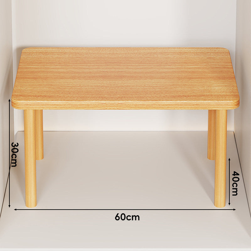 Height-Adjustable Rectangular Wooden Riser Table with Detachable Round Legs