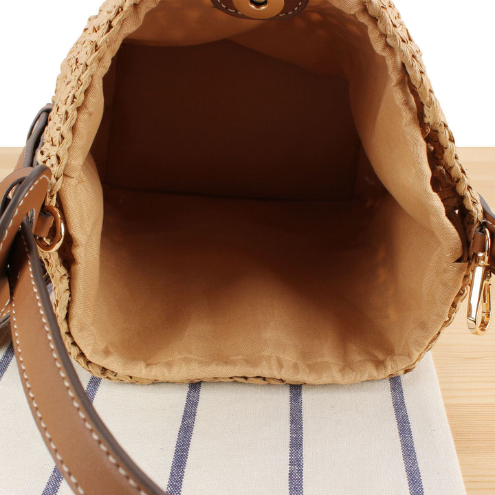 Braided Bast Handbag with Elegant Leather Decoration Kalsten
