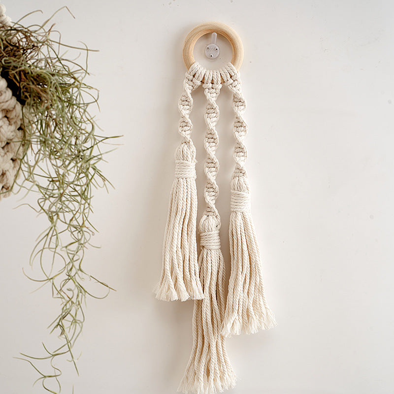 Decorative Macrame Wall Hanger with Wooden Ring Kalsten