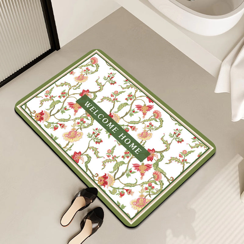 Vintage Floral Pattern Bath Mat Kalsten