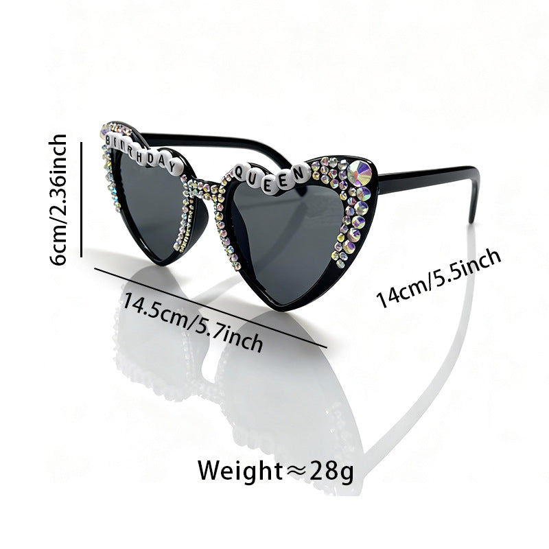 Decorative Rhinestone-Embellished Heart-Shaped Sunglasses Kalsten