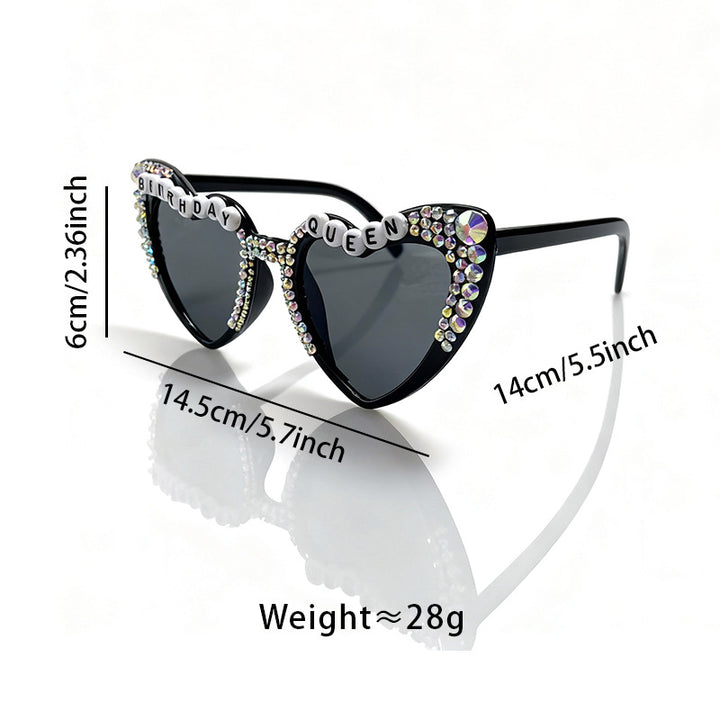 Decorative Rhinestone-Embellished Heart-Shaped Sunglasses Kalsten