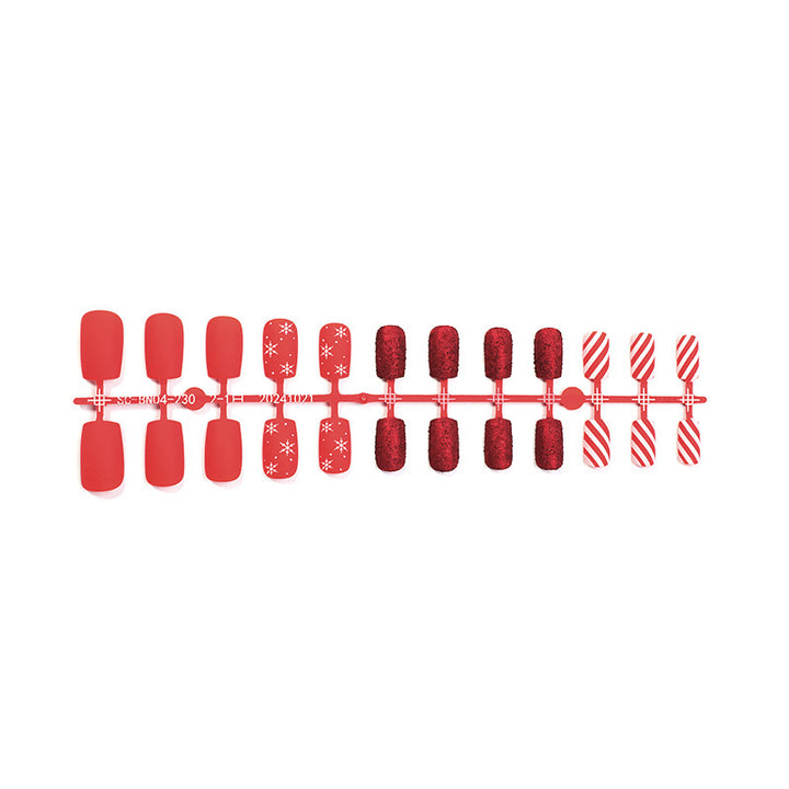 Artificial nail set in festive red with glitter and Christmas motifs Kalsten