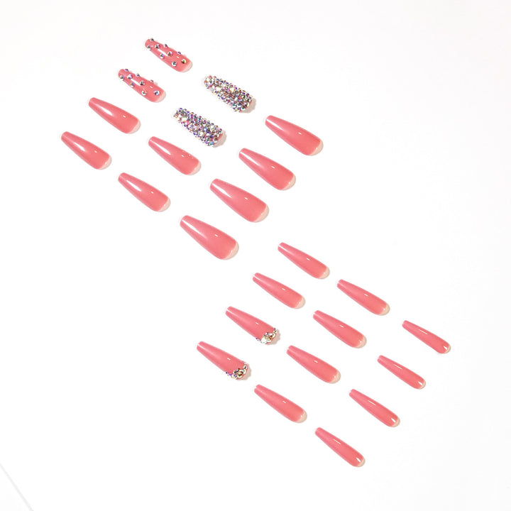 Artful Nail Extensions with Decorative Rhinestone Embellishments Kalsten