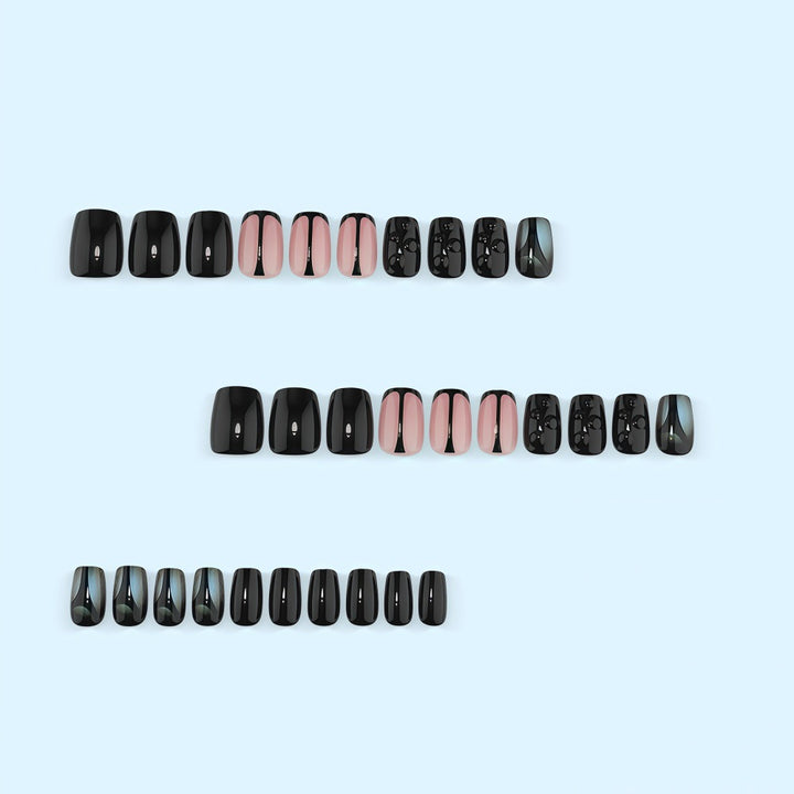 Artificial nails with elegant black and pastel accent design Kalsten