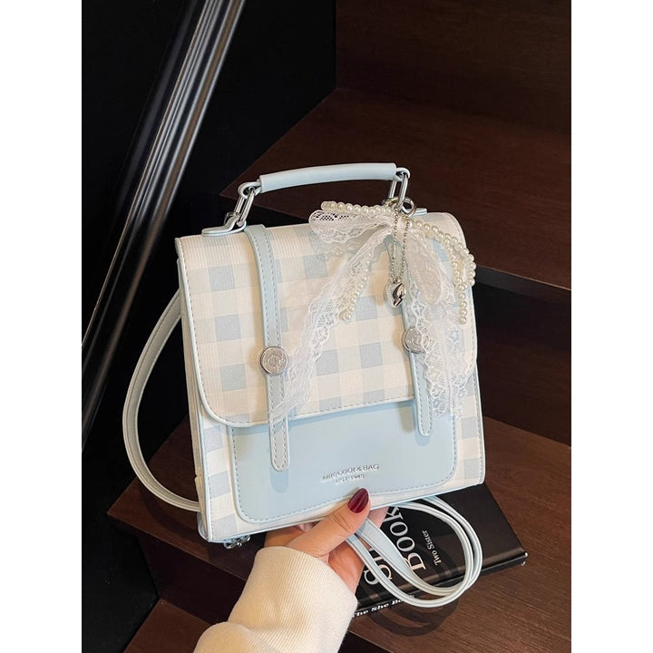Stylish Checkered Mini Satchel Bag Kalsten