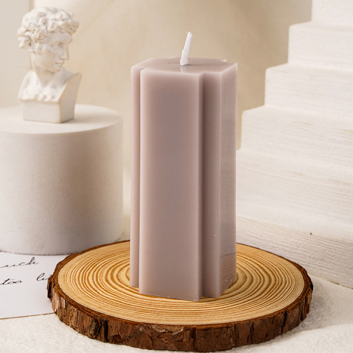 Hand-Poured Geometric Fluted Pillar Candle