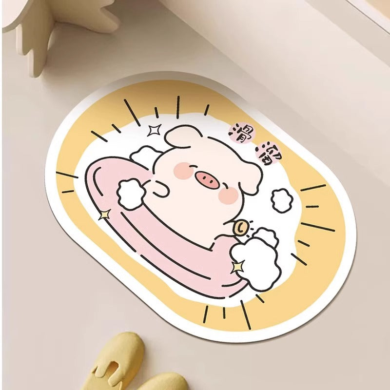 Cute Bath Time Pig-Shaped Bath Mat