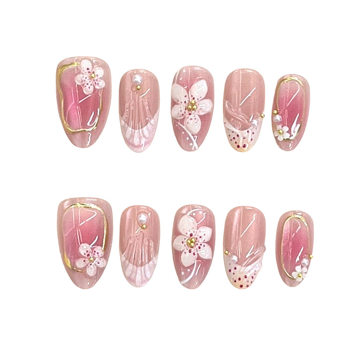Detailed Floral Design Press-On Nail Set Kalsten