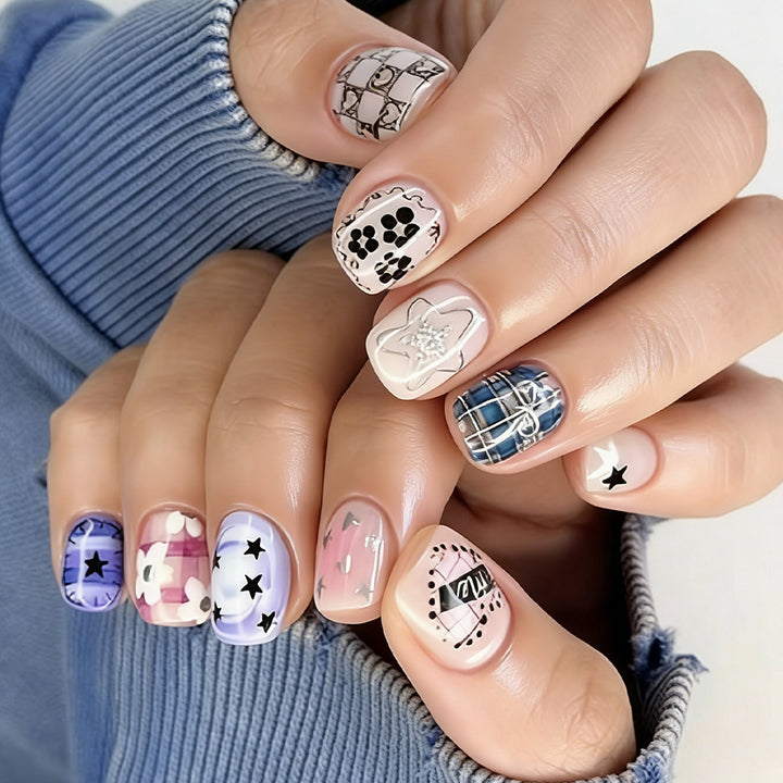 Artistic Mixed Pattern Press-On Nails Kalsten