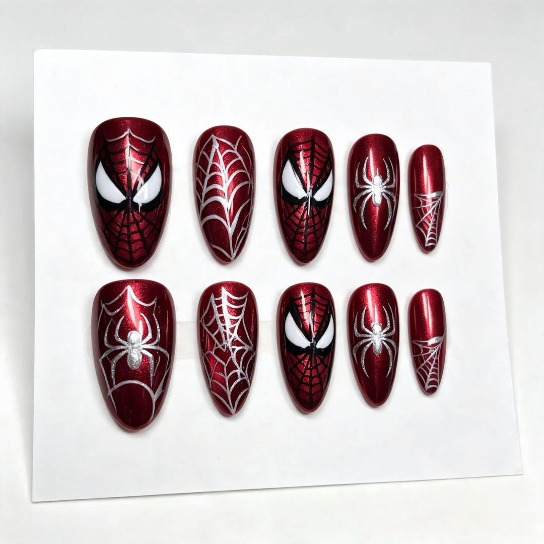 Themed Press-On Nail Set with Spider-Man Design Kalsten