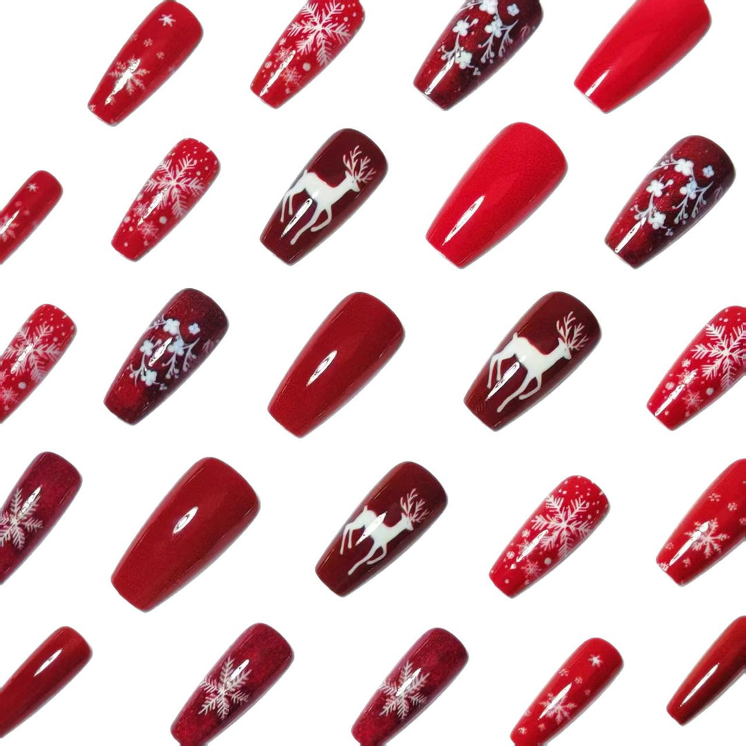 Artificial nails with wintry reindeer design Kalsten