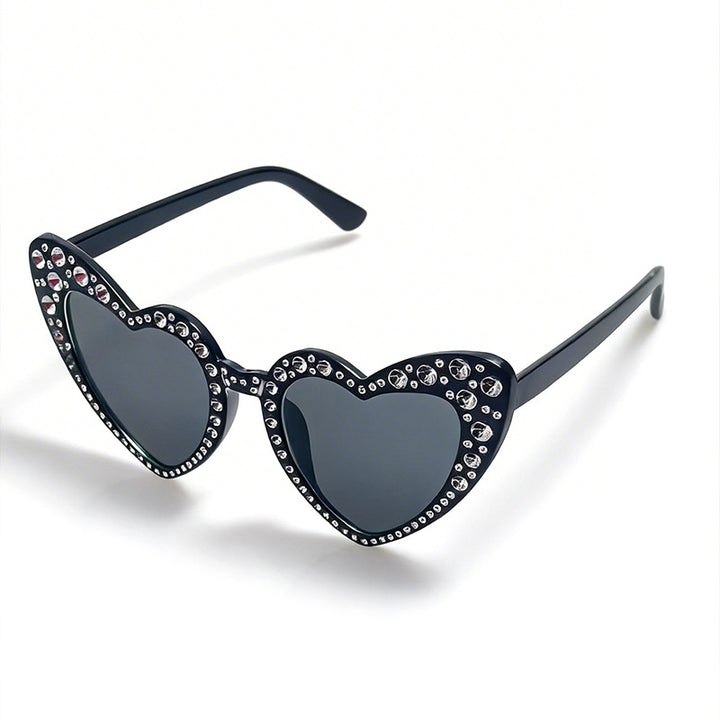 Rhinestone-Accented Heart-Shaped Sunglasses Kalsten